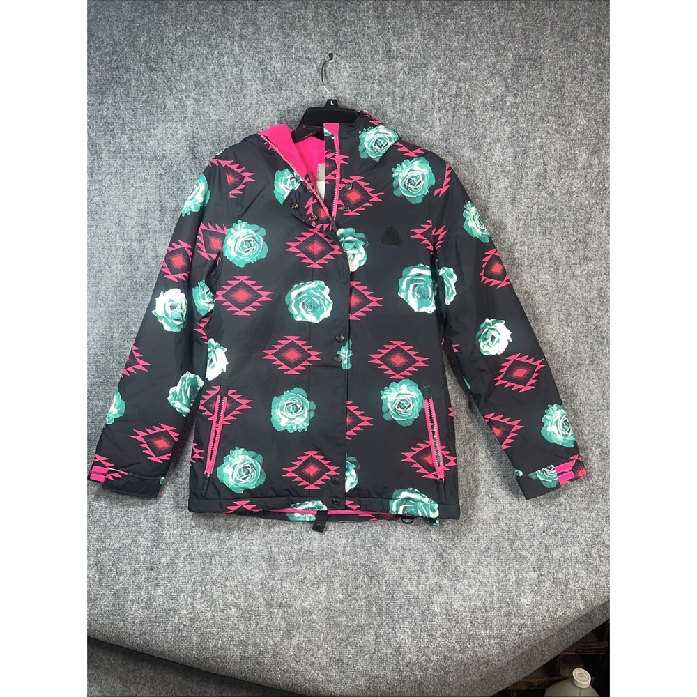 Aperture Womens Snowboard Ski Jacket Medium 10k Waterproof Floral Aztec Pink EUC